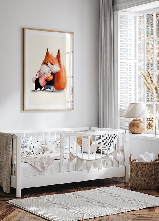 Fox Hugs Rabbit Poster - Posterbox.dk