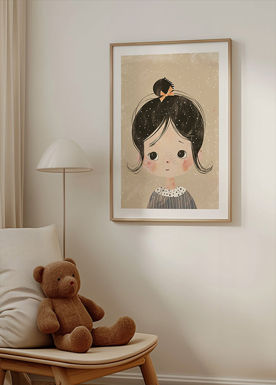 Sommersprossiges Mädchen mit Schleife Poster - Posterbox.dk