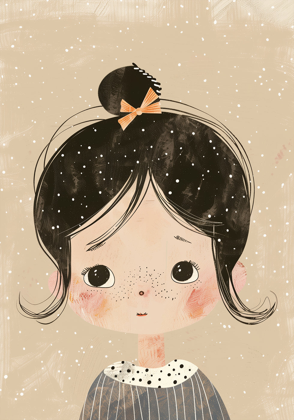 Sommersprossiges Mädchen mit Schleife Poster - Posterbox.dk