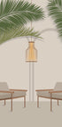 Free Your Mind 1, Modern Tropical Lounge with Palm Leaves and Chairs Plakat - Posterbox