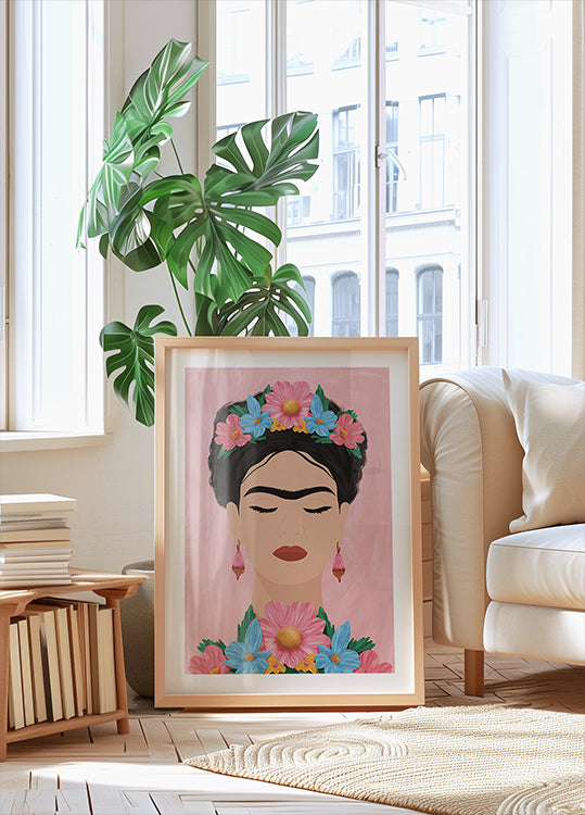Frida Kahlo Blumenporträt Poster - Posterbox.dk