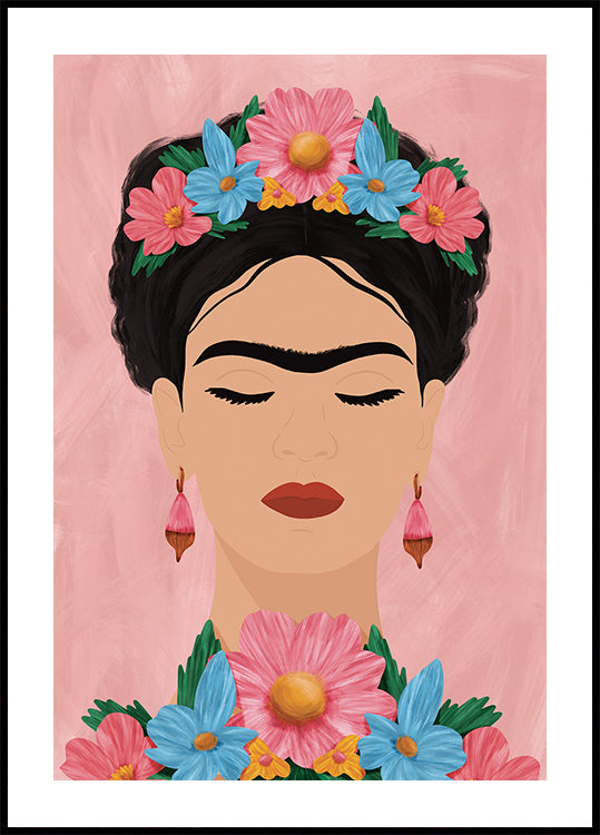 Frida Kahlo Blumenporträt Poster - Posterbox.dk