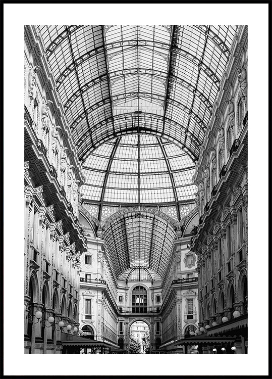 Galleria Vittorio Emanuele II Milan Black & White Plakat - Posterbox