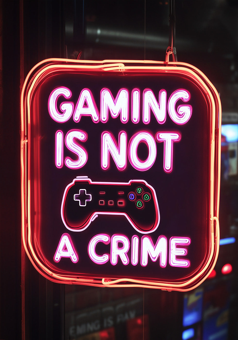 Gaming ist kein Verbrechen, Neon-Gamer-Zitat-Poster – Posterbox.dk