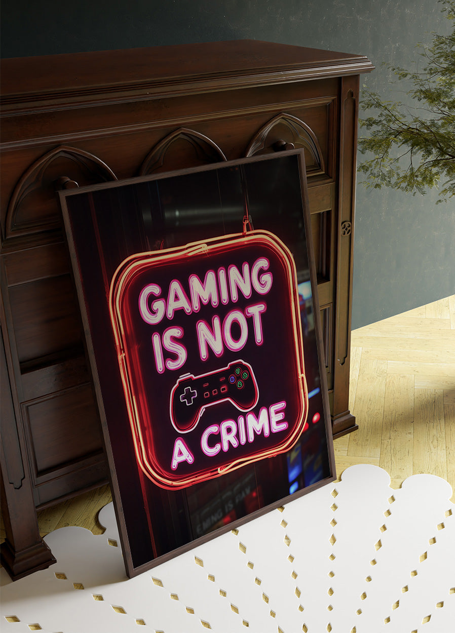 Gaming ist kein Verbrechen, Neon-Gamer-Zitat-Poster – Posterbox.dk