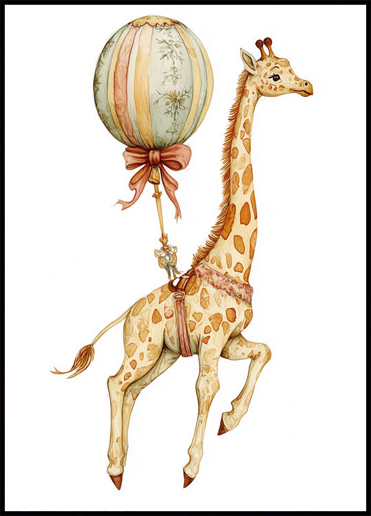 Poster Giraffe und Ballon - Posterbox.dk
