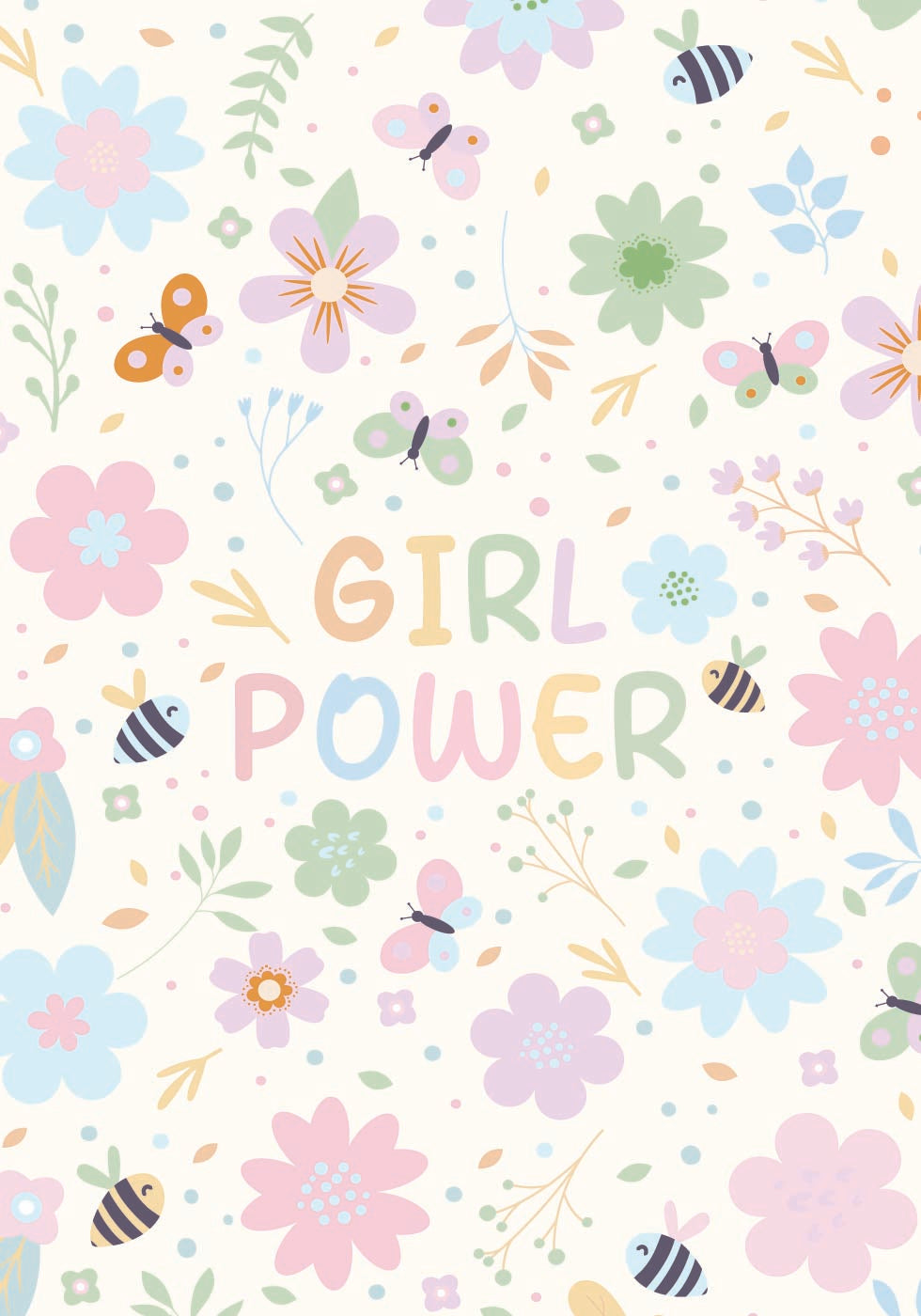 Girl Power Floral Pastell Poster - Posterbox.dk