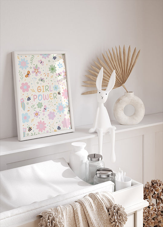 Girl Power Floral Pastell Poster - Posterbox.dk