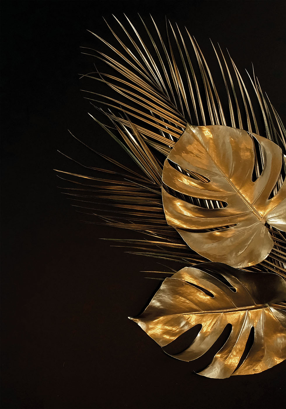 Goldene Monstera und Palmblatt Nr. 1 Poster - Posterbox.dk