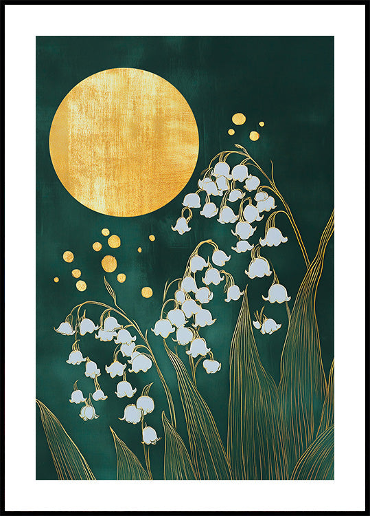 Goldene Sonne und Lilien Poster - Posterbox.dk