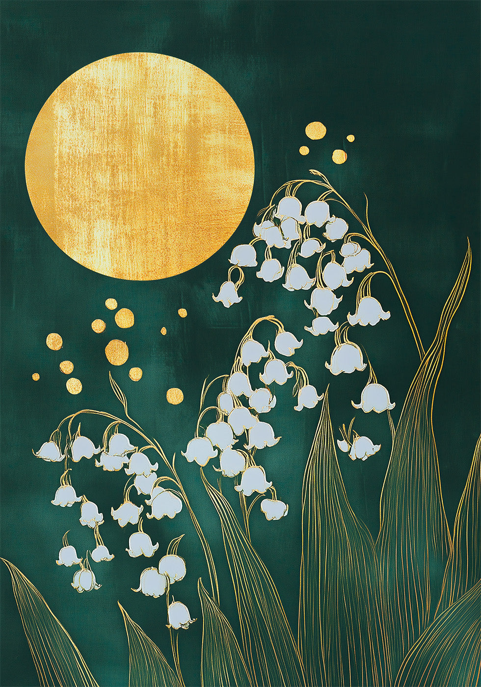 Goldene Sonne und Lilien Poster - Posterbox.dk