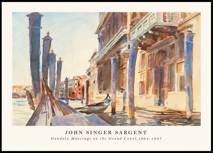 Gondelliegeplätze Venedig Canal Grande, John Singer Sargent 1904–1907 Poster - Posterbox.dk