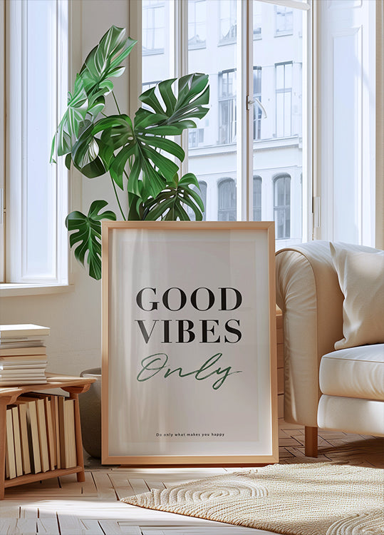 Good Vibes Only, inspirierendes Typografie-Druckposter - Posterbox.dk