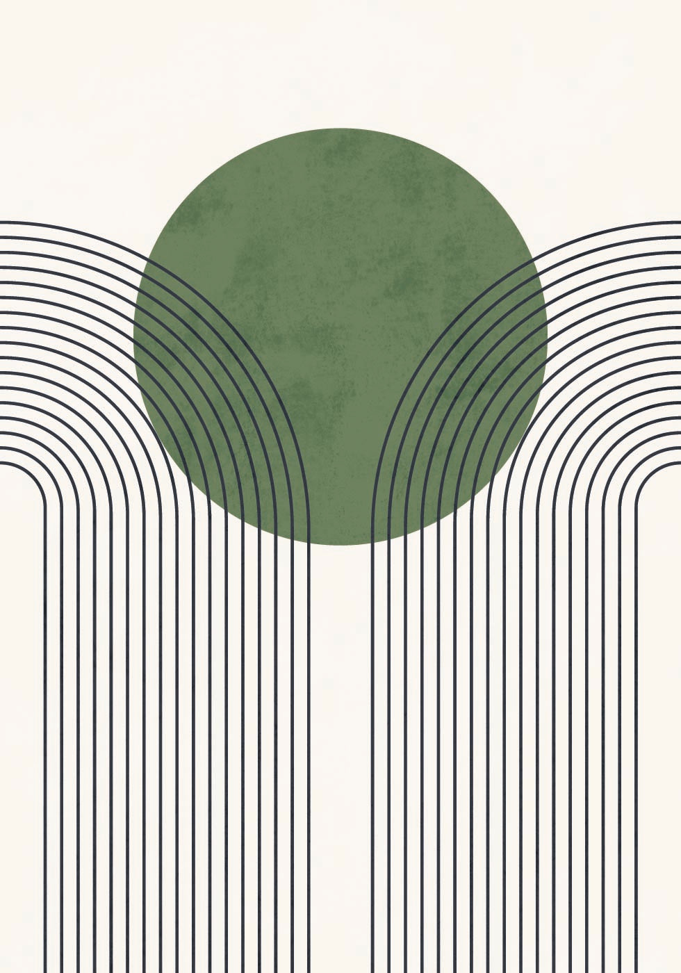 Green Orbit, minimalistisches abstraktes Poster mit Linien und Kreisen - Posterbox.dk
