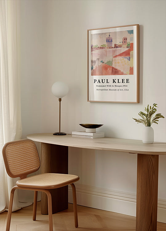 Hammamet mit seiner Moschee, farbenfrohes abstraktes Tunesien-Poster - Posterbox.dk