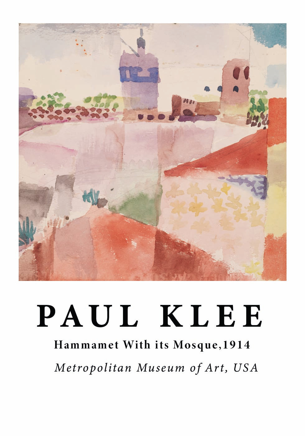 Hammamet mit seiner Moschee, farbenfrohes abstraktes Tunesien-Poster - Posterbox.dk