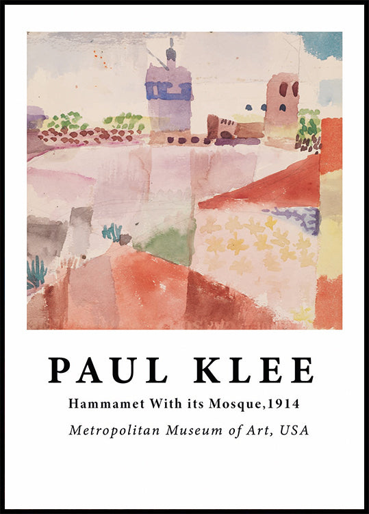 Hammamet mit seiner Moschee, farbenfrohes abstraktes Tunesien-Poster - Posterbox.dk