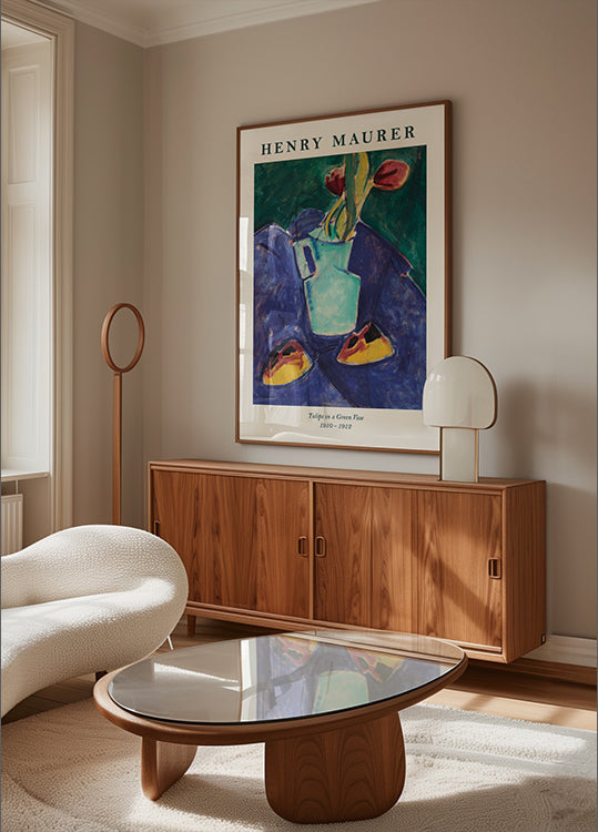 Henry Maurer, Tulpen in einer grünen Vase Poster - Posterbox.dk