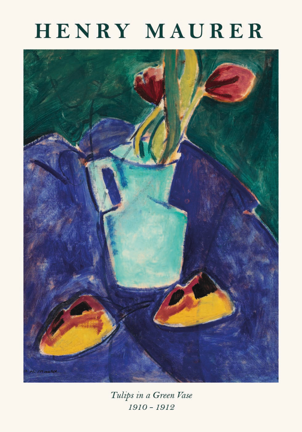 Henry Maurer, Tulpen in einer grünen Vase Poster - Posterbox.dk