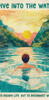 Poster „I Dive Into the Water Sunset River“ - Posterbox.dk