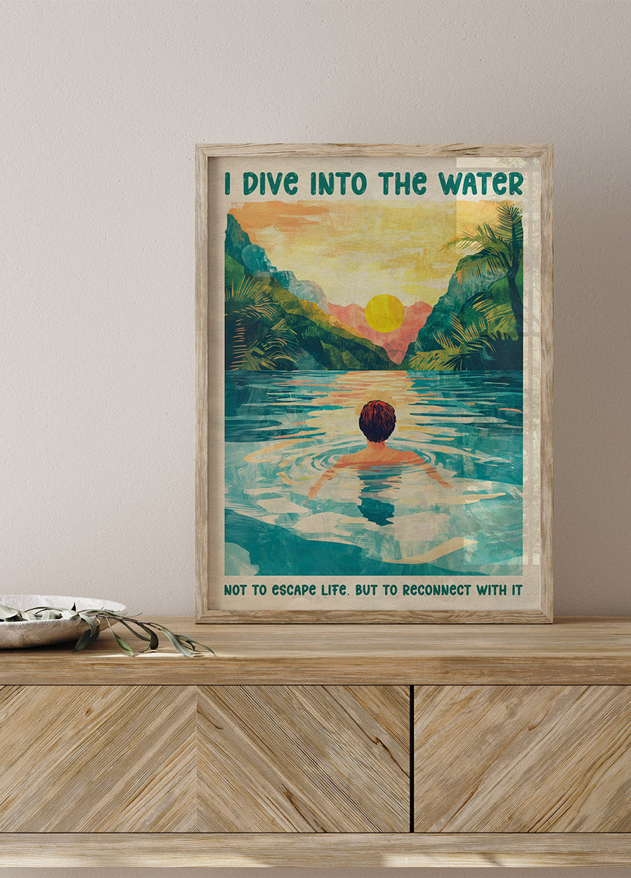 Poster „I Dive Into the Water Sunset River“ - Posterbox.dk