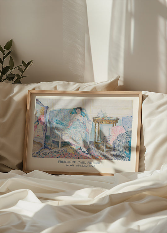 Im Boudoir, feminines Interieur, Impressionist, Frederick Carl Frieseke, 1914 Poster – Posterbox.dk
