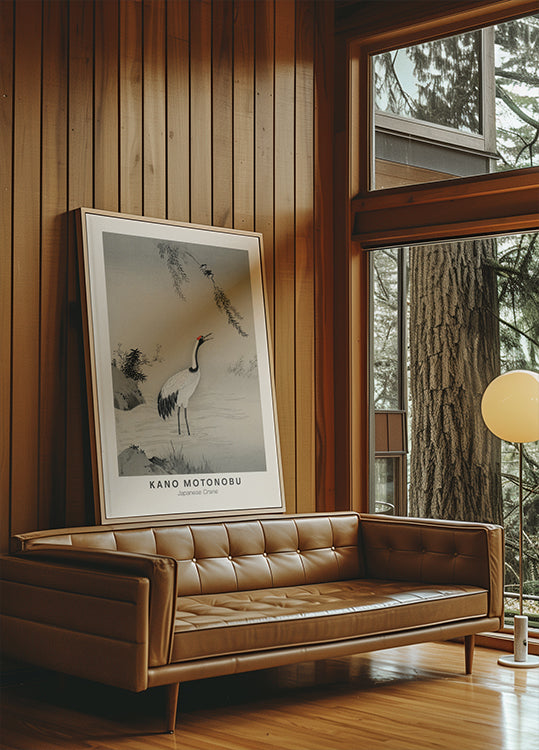 Japanischer Kranich Illustration Kano Motonobu Poster - Posterbox.dk