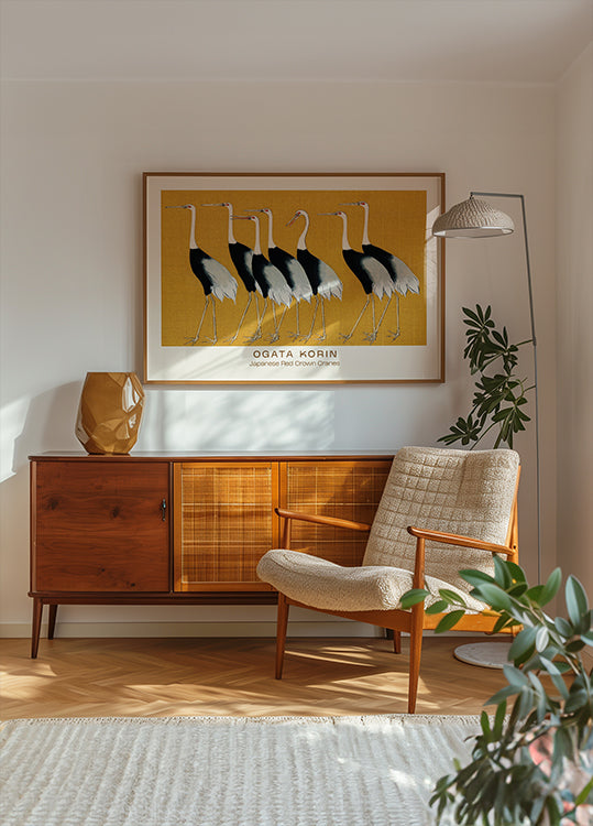 Japanische Kraniche mit roter Krone, Ogata Korin Poster - Posterbox.dk