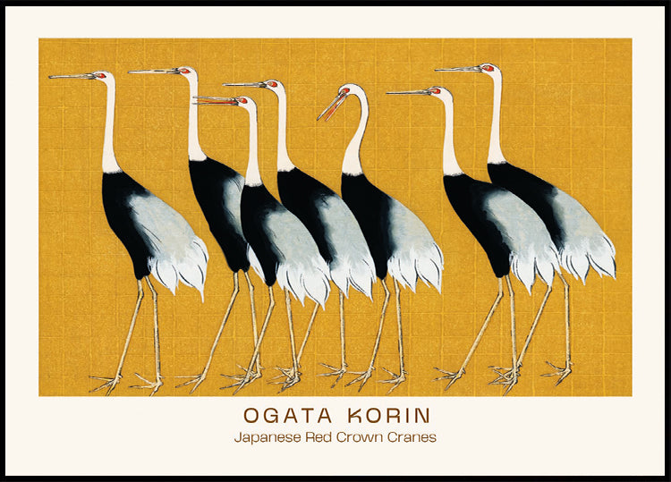 Japanische Kraniche mit roter Krone, Ogata Korin Poster - Posterbox.dk
