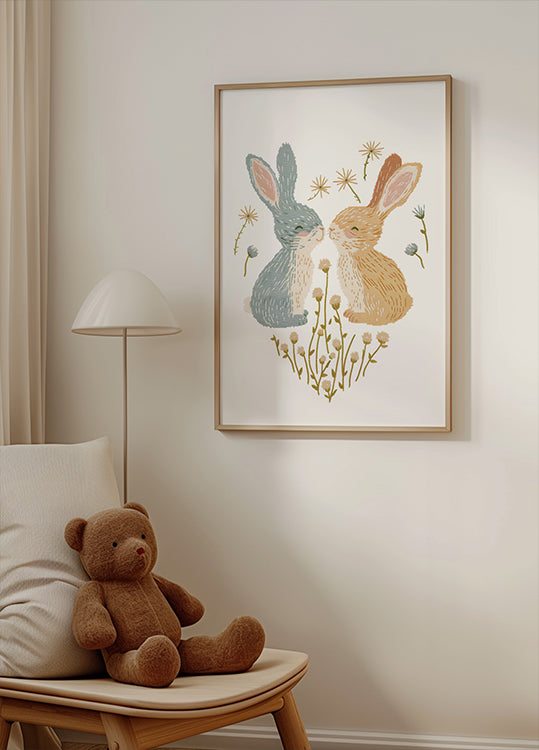 Kissing Bunnies Poster - Posterbox.dk