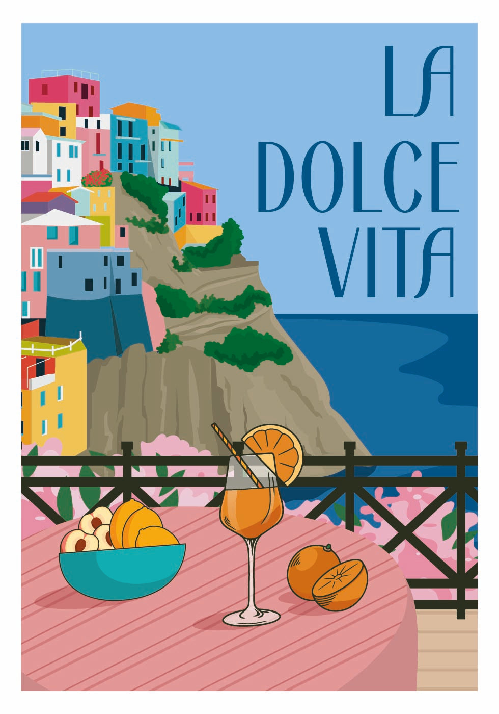 La Dolce Vita, italienische Küste und Aperitivo Poster - Posterbox.dk