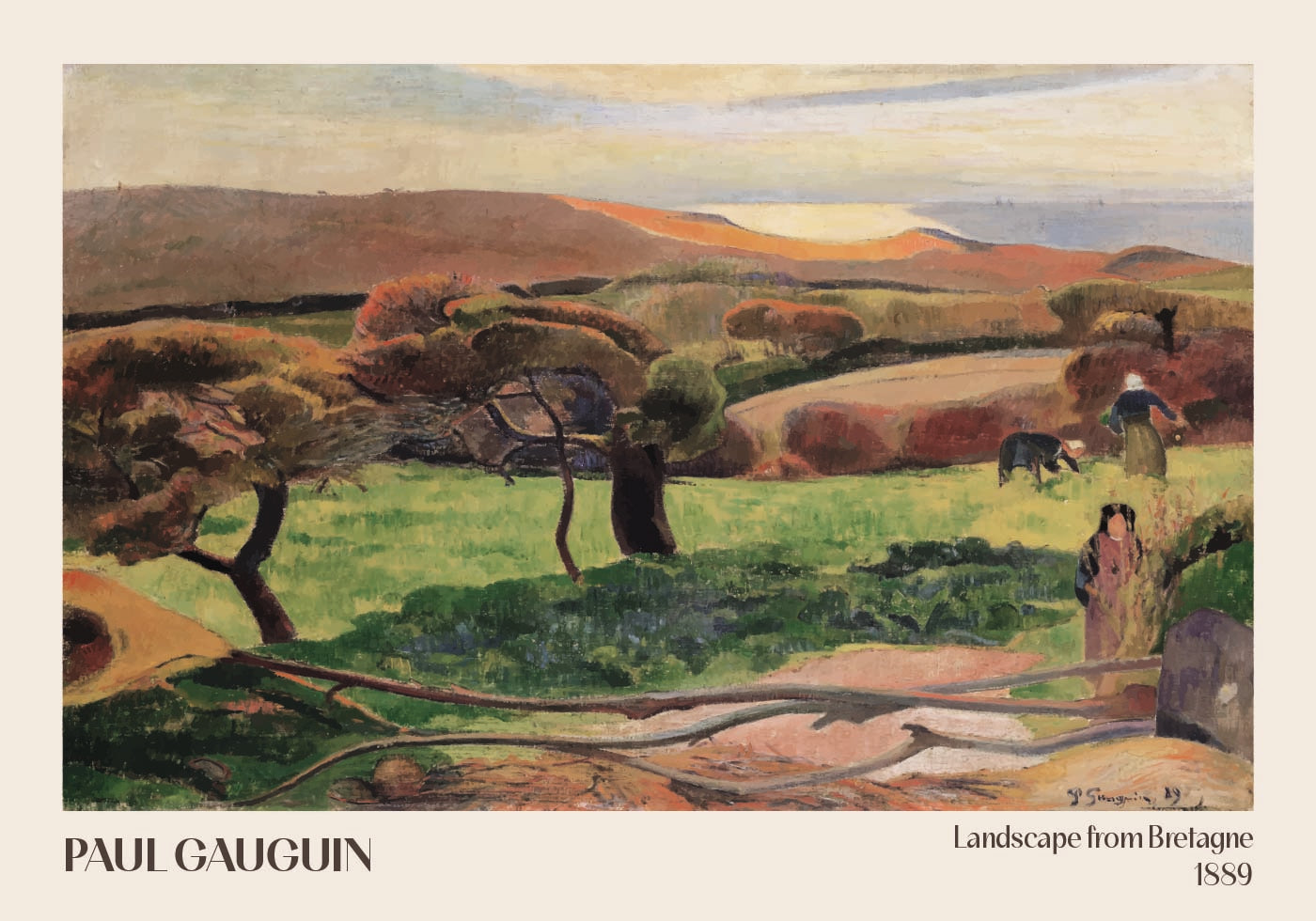 Landschaft aus der Bretagne, 1889, Paul Gauguin Poster - Posterbox.dk