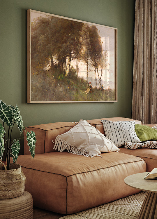 Landschaft mit Wäscherinnen von Paul-Désiré Trouillebert Poster - Posterbox.dk