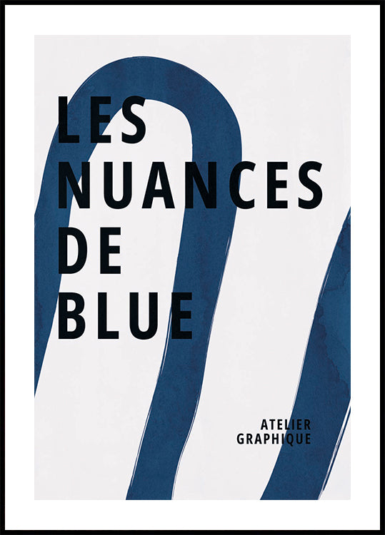 Les Nuances De Blue, grafisches Indigoband-Abstraktes Poster - Posterbox.dk