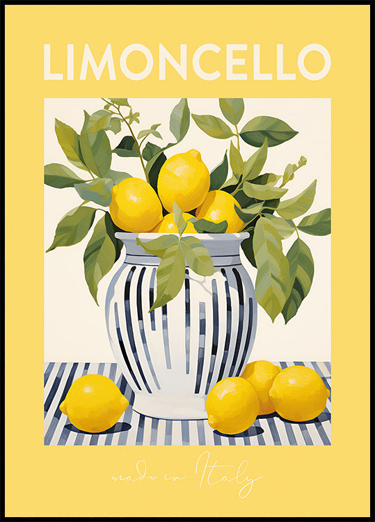 Limoncello-Zitronen-Druck, italienische Zitruskunst, gelbe Galerie-Wandposter – Posterbox.dk