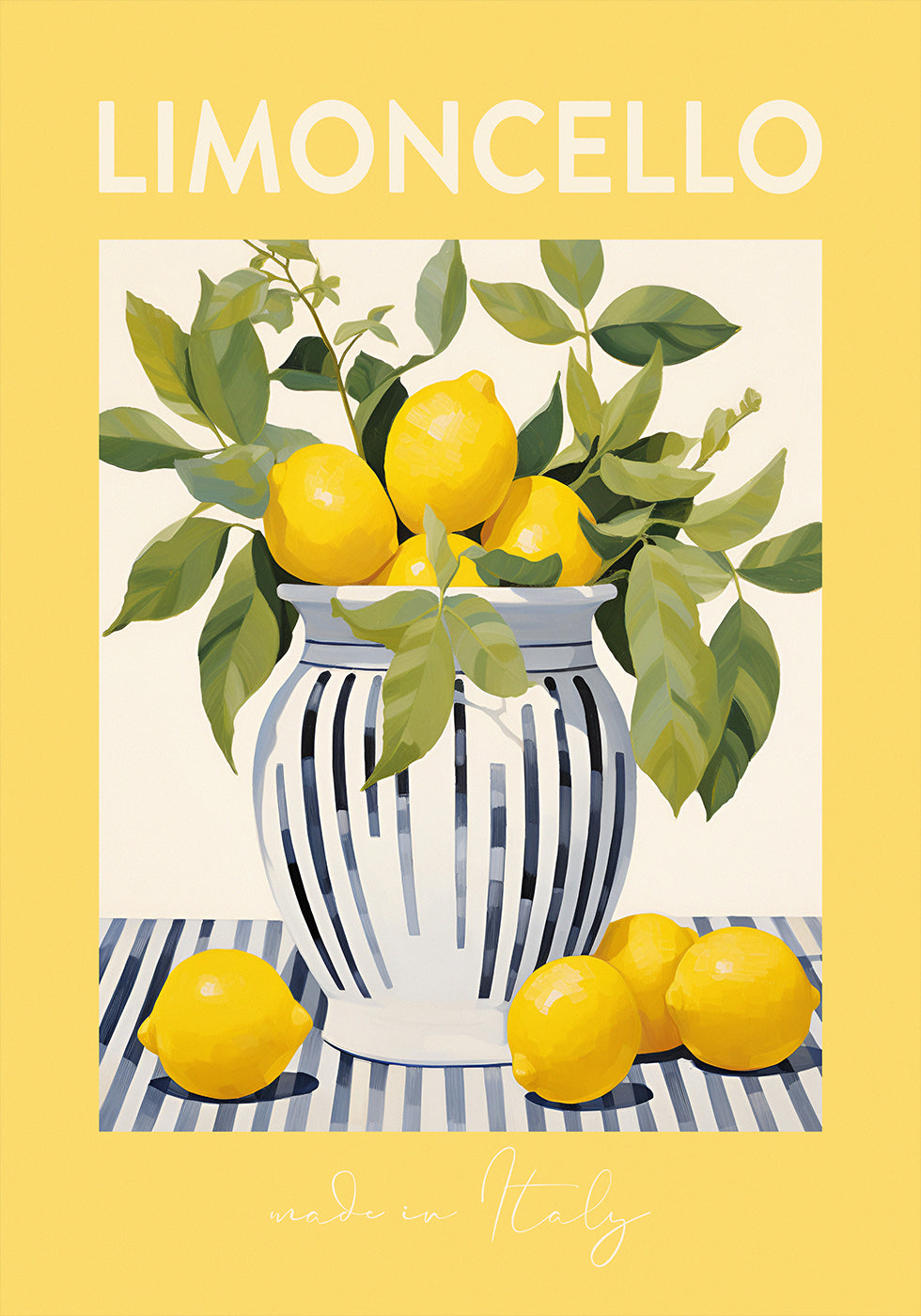 Limoncello-Zitronen-Druck, italienische Zitruskunst, gelbe Galerie-Wandposter – Posterbox.dk