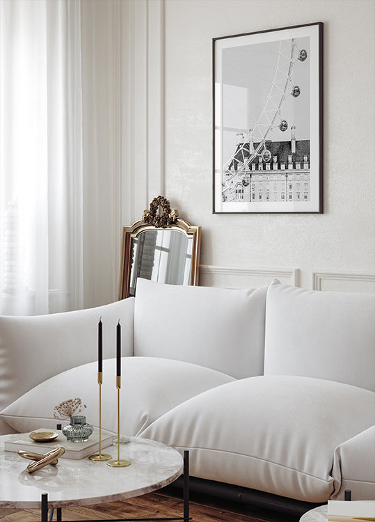 London Eye in Schwarz-Weiß-Poster - Posterbox.dk