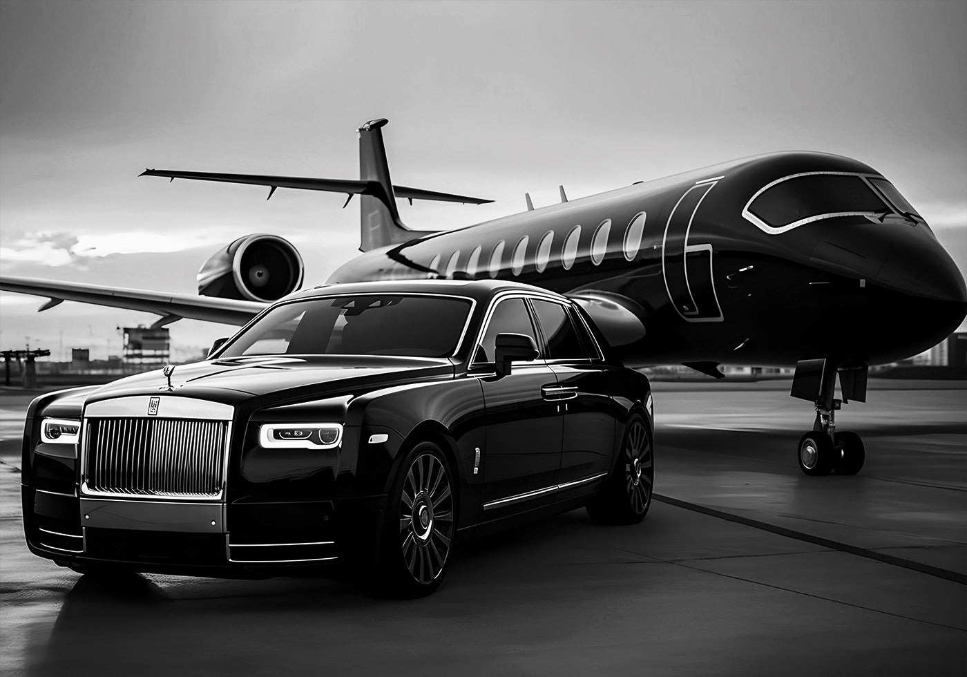 Luxuriöses Lifestyle-Poster im Querformat in Schwarz und Weiß - Posterbox.dk