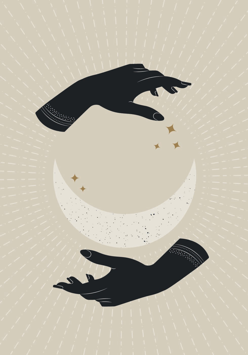 Magic of the Moon, Celestial Hands and Crescent Plakat - Posterbox