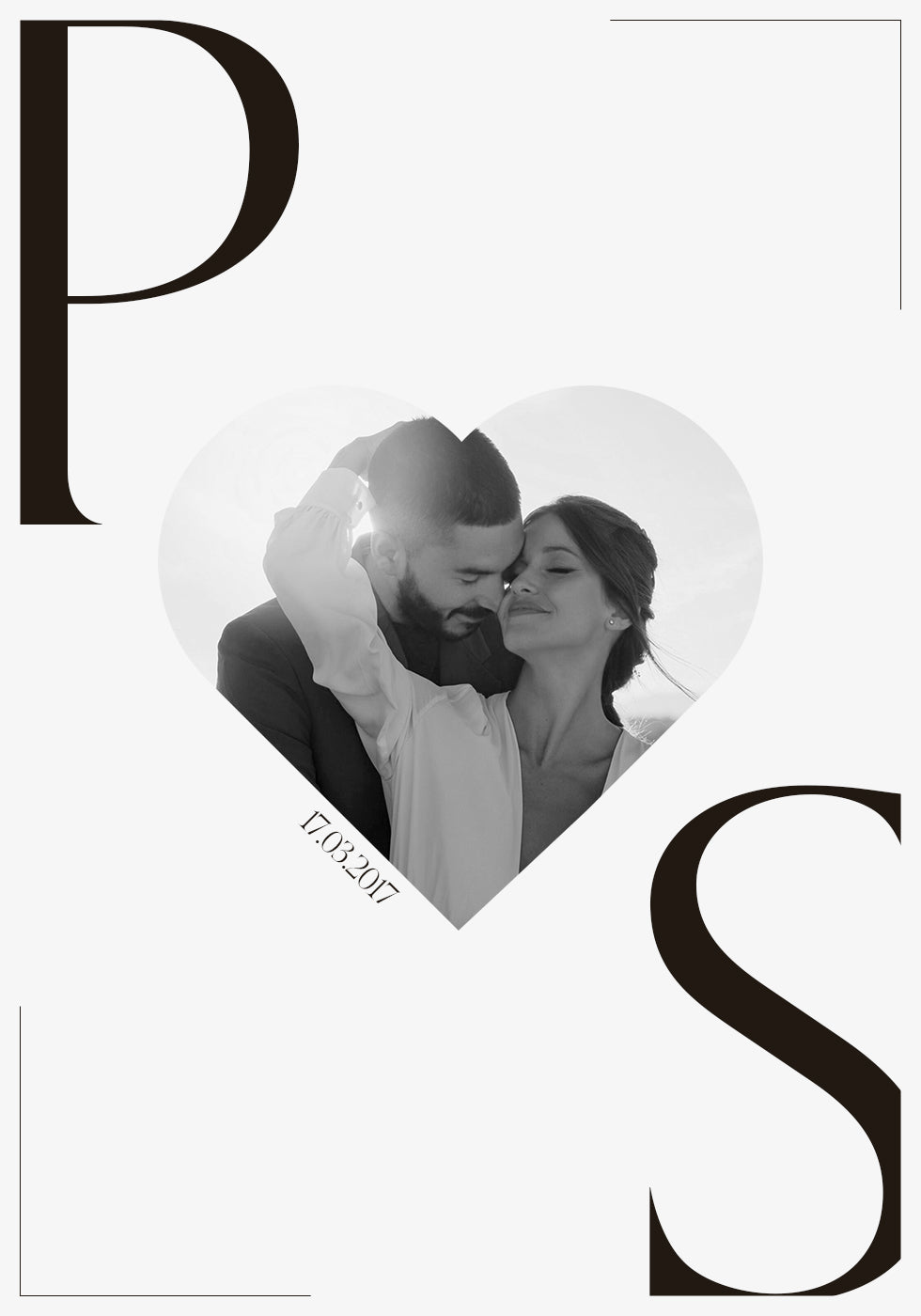Minimalist Heart Anniversary Date Personalized Plakat - Posterbox