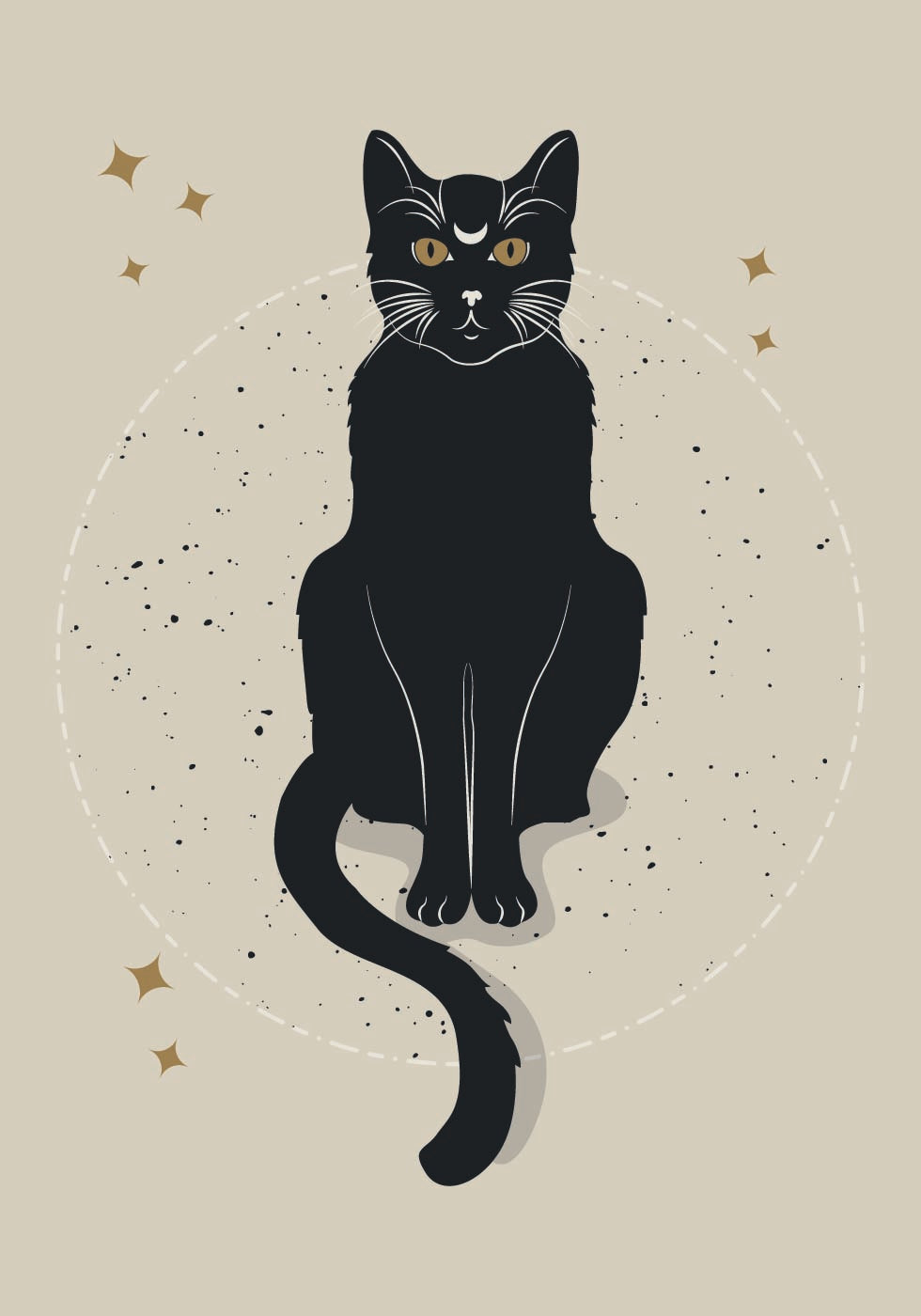 Moon Cat, Mystical Black Cat Plakat - Posterbox