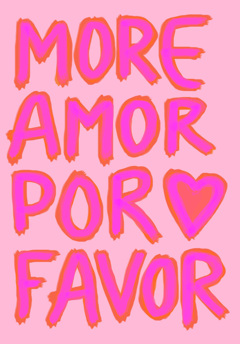 Mehr Amor Por Favor, Pink Neon Love Poster - Posterbox.dk
