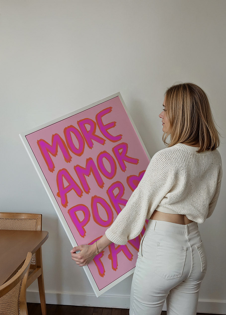 Mehr Amor Por Favor, Pink Neon Love Poster - Posterbox.dk