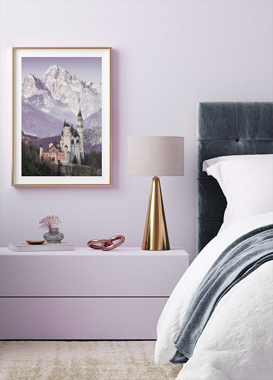 Poster Schloss Neuschwanstein und Alpenberge - Posterbox.dk