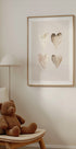 Neutrale Aquarellherzen, Beigetöne, Kinderposter - Posterbox.dk