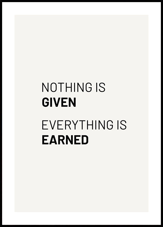 Poster „Nothing Is Given“ – Posterbox.dk