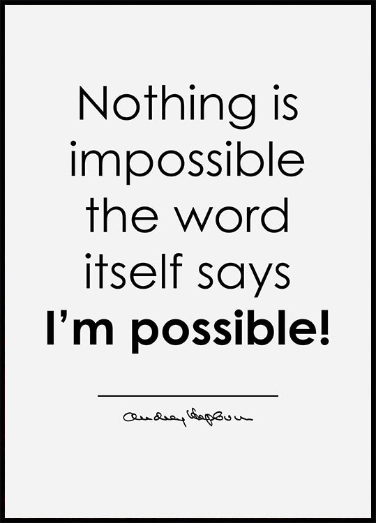 Poster „Nothing Is Impossible“ - Posterbox.dk