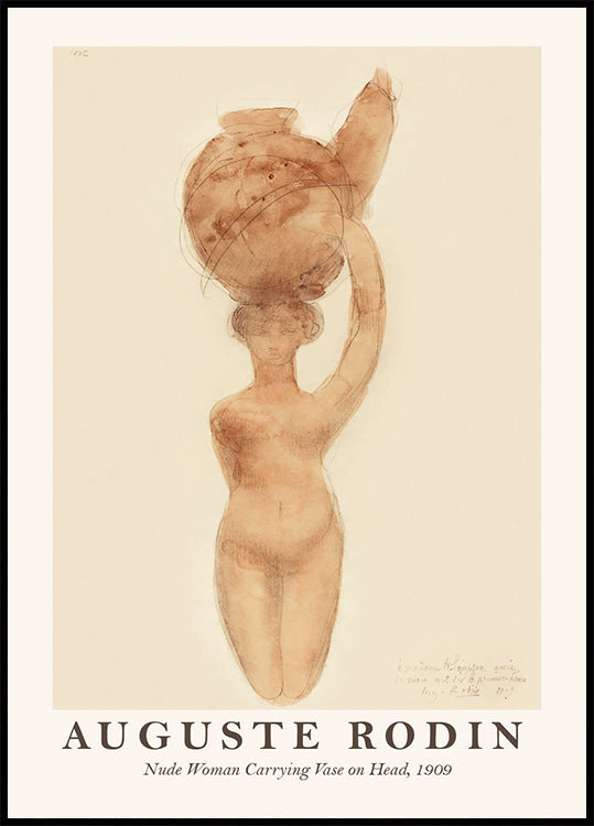 Nackte Frau mit Vase auf dem Kopf Poster - Posterbox.dk