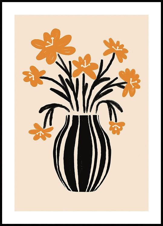 Orange Vase Flowers Plakat - Posterbox