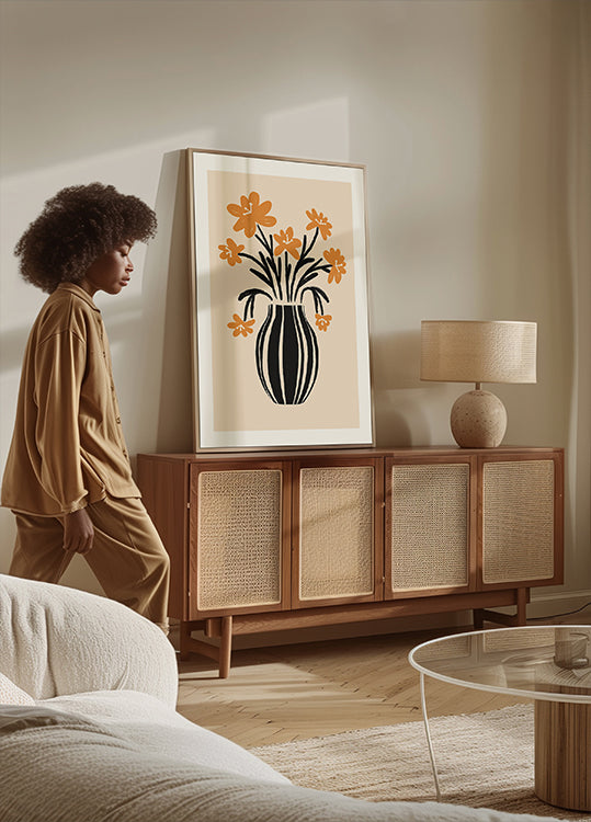 Orange Vase Flowers Plakat - Posterbox